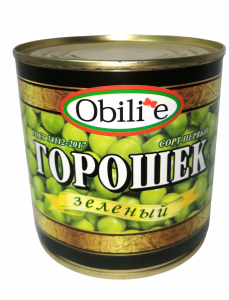 Горошек зелёный 1с 400гр*12шт. ж/б Гост "Обилие"