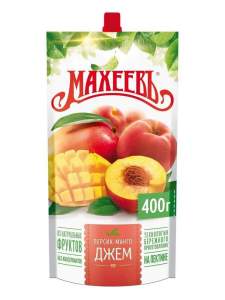 Персик и Манго джем  400гр*14шт,  д/пак, "Махеевъ"  Акция