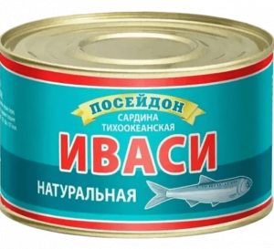 Сардина т/ок (ИВАСИ) натур 230гр*24шт, ж/б№6 "Посейдон"